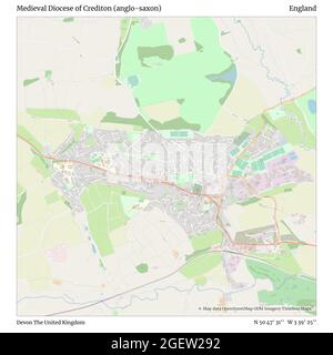 Mittelalterliche Diözese Crediton (anglo-saxon), Devon, Vereinigtes Königreich, England, N 50 47' 31'', W 3 39' 25'', Karte, Timeless Map veröffentlicht im Jahr 2021. Reisende, Entdecker und Abenteurer wie Florence Nightingale, David Livingstone, Ernest Shackleton, Lewis and Clark und Sherlock Holmes haben sich bei der Planung von Reisen zu den entlegensten Ecken der Welt auf Karten verlassen.Timeless Maps kartiert die meisten Orte auf der Welt und zeigt die Verwirklichung großer Träume Stockfoto