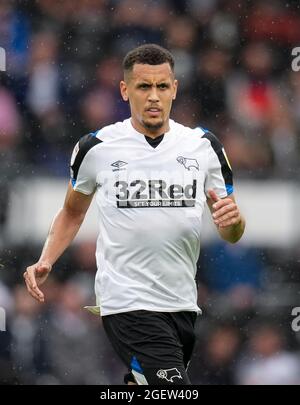 Derby, Großbritannien. August 2021. Ravel Morrison aus Derby County während des Sky Bet Championship-Spiels zwischen Derby County und Middlesbrough im iPro Stadium, Derby, England, am 21. August 2021. Foto von Andy Rowland. Quelle: Prime Media Images/Alamy Live News Stockfoto