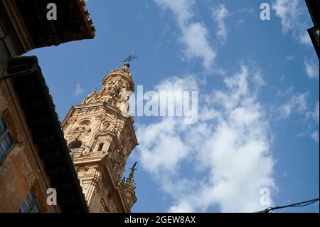 12-08-2021,Santo Domingo de la Calzada, La Rja, Spanien, Europa, Detail des Domturms, Jakobsweg. Stockfoto