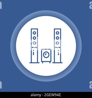 Symbol für die Farblinie des Home Entertainment-Systems. Stereo-Lautsprechersystem. Haushaltsgeräte. Melden Sie sich für Webseite, mobile App und Banner an. Stock Vektor