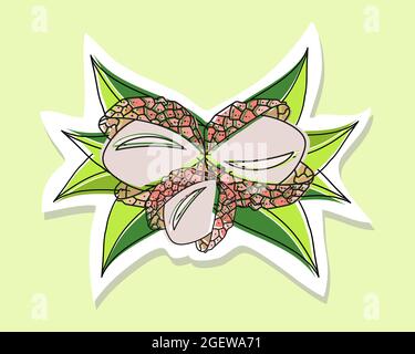 Vektor-Illustration von Litschi mit Blättern im Doodle-Stil. Elemente im Cartoon-Design. Stock Vektor