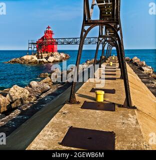 Sturgeon Bay Ship Canal Pierhead Lighthouse, Sturgeon Bay, Wisconsin, USA Stockfoto