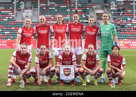 Moskau, Russland. August 2021. TeamPhoto Arseanl vor dem UEFA Womens Champions League-Fußballspiel der 1. Runde zwischen Arsenal und PSV Eindhoven in der Sapsan Arena in Moskau, Russland. Kredit: SPP Sport Pressefoto. /Alamy Live News Stockfoto