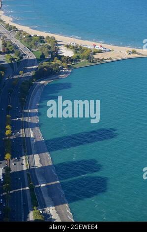 Die Aussichtsplattform von 360 Chicago bietet eine fantastische Aussicht, Chicago IL Stockfoto