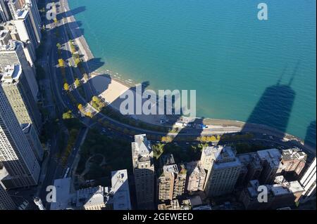 Die Aussichtsplattform von 360 Chicago bietet eine fantastische Aussicht, Chicago IL Stockfoto