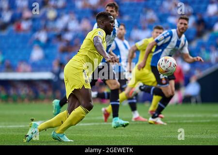 Boulaye Dia von Villarreal CF während des Liga-Spiels zwischen RCD Espanyol und Villarreal CF im RCDE Stadium in Cornella, Spanien. Stockfoto