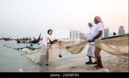 Arabisches traditionelles Fischermannsleben im OMAN Stockfoto