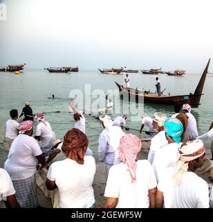 Arabisches traditionelles Fischermannsleben im OMAN Stockfoto