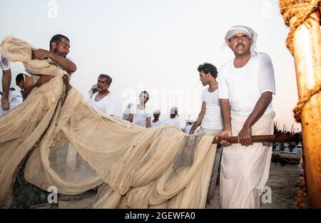 Arabisches traditionelles Fischermannsleben im OMAN Stockfoto