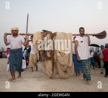 Arabisches traditionelles Fischermannsleben im OMAN Stockfoto