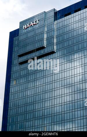 Hyatt Hotel in der Bridge Street gegenüber dem Centenary Square im Stadtzentrum von Birmingham England Stockfoto