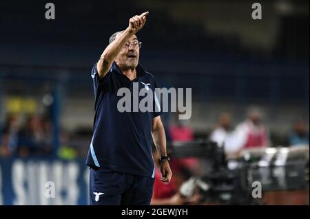 Empoli, Italien. August 2021. Maurizio Sarri Manager von SS Lazio Gesten während Empoli FC vs SS Lazio, Italienische Fußballserie A Spiel in Empoli, Italien, August 21 2021 Quelle: Independent Photo Agency/Alamy Live News Stockfoto