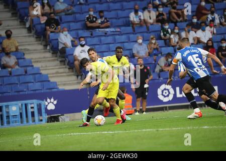 Barcelona, Spanien. August 2021. Spanisches Fußballspiel La Liga RCD Espanyol gegen Villareal Club de Futbol, Barcelona 21. August 2021 Credit: CORDON PRESS/Alamy Live News Stockfoto