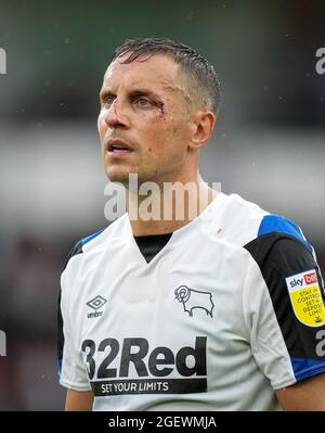 Derby, Großbritannien. August 2021. Phil Jagielka von Derby County während des Sky Bet Championship-Spiels zwischen Derby County und Middlesbrough im iPro Stadium, Derby, England, am 21. August 2021. Foto von Andy Rowland. Quelle: Prime Media Images/Alamy Live News Stockfoto