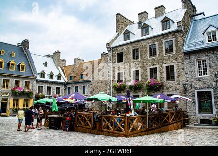 Quebec City, Kanada - 21 2021. Juli: Innenstadt von Quebec City an einem Sommertag Stockfoto