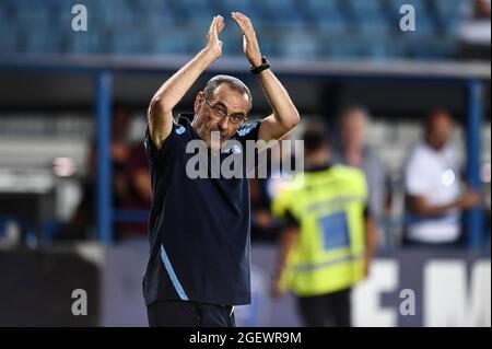 Empoli, Italien. August 2021. Maurizio Sarri Manager von SS Lazio Gesten während Empoli FC vs SS Lazio, Italienische Fußballserie A Spiel in Empoli, Italien, August 21 2021 Quelle: Independent Photo Agency/Alamy Live News Stockfoto