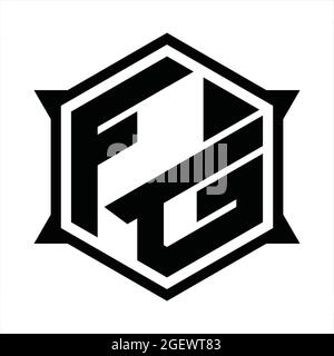 FG Logo-Monogramm mit Sechseck und scharfer Formvorlage Stock Vektor