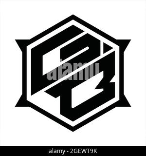 GB Logo Monogramm mit Sechseck und scharfer Formvorlage Stock Vektor