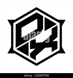 DX Logo-Monogramm mit Sechseck und scharfer Formvorlage Stock Vektor