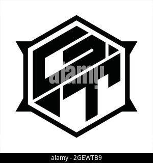 GT Logo Monogramm mit Sechseck und scharfer Formvorlage Stock Vektor