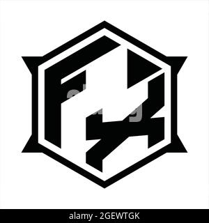 FX Logo-Monogramm mit Sechseck und scharfer Formvorlage Stock Vektor