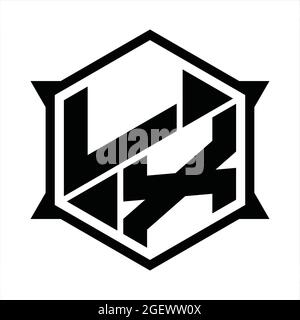 LX Logo-Monogramm mit Sechseck und scharfer Formvorlage Stock Vektor