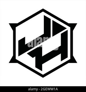 JH Logo-Monogramm mit Sechseck und scharfer Formvorlage Stock Vektor