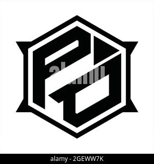 PO Logo Monogramm mit Sechseck und scharfer Formvorlage Stock Vektor