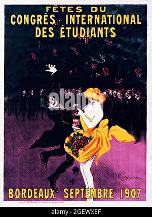 Feierlichkeiten des internationalen Studentenkongresses, Bordeaux (1907) Druck in hoher Auflösung von Leonetto Cappiello. Jugendstil. Congres International Stockfoto