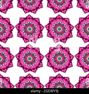 Violett rosa Mosaik Stern Nahtloses Muster Stockfoto