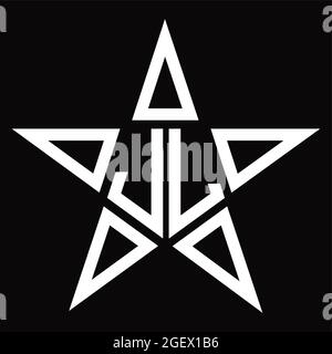 JL-Logo-Monogramm mit Sternform auf schwarzem Grund Design-Vorlage Stock Vektor