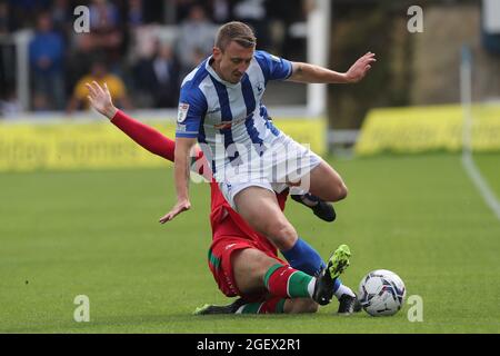 HARTLEPOOL, GROSSBRITANNIEN. 21. AUGUST Hartlepool United's David Ferguson in Aktion während des Sky Bet League 2-Spiels zwischen Hartlepool United und Walsall am Samstag, 21. August 2021 im Victoria Park, Hartlepool. (Kredit: Mark Fletcher | MI News) Kredit: MI Nachrichten & Sport /Alamy Live News Stockfoto