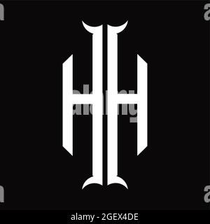 HH Logo Monogramm mit Horn Form Design-Vorlage Stock Vektor