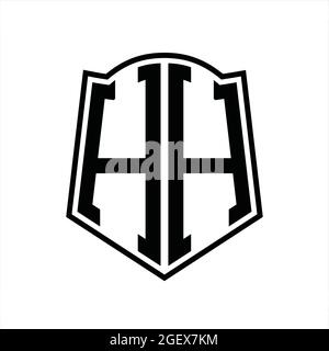 HH Logo Monogramm mit Schild Form Umriss Designvorlage isoliert in weißem Hintergrund' Stock Vektor