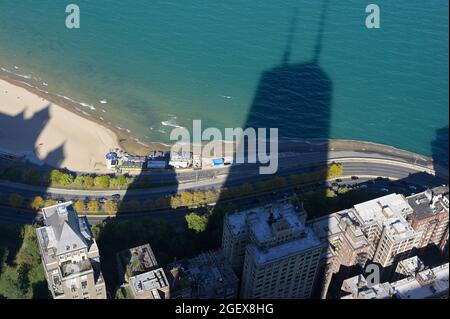 Die Aussichtsplattform von 360 Chicago bietet eine fantastische Aussicht, Chicago IL Stockfoto