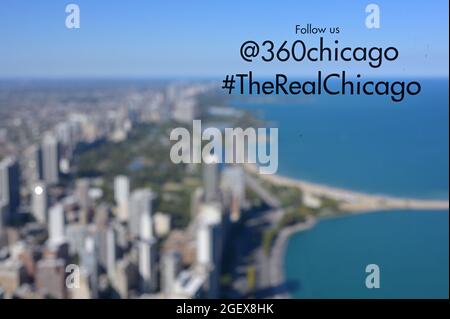 Die Aussichtsplattform von 360 Chicago bietet eine fantastische Aussicht, Chicago IL Stockfoto