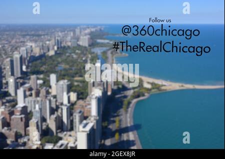 Die Aussichtsplattform von 360 Chicago bietet eine fantastische Aussicht, Chicago IL Stockfoto