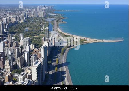 Die Aussichtsplattform von 360 Chicago bietet eine fantastische Aussicht, Chicago IL Stockfoto