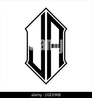 JA Logo Monogramm mit shieldshape und schwarzen Umriss Design Vorlage Vektor-Symbol abstrakt Stock Vektor