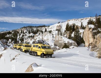 Die letzte Fahrt für die Xanterra Bombardier Schneebusse. The Hoodoos ; Datum: 1. März 2016 Stockfoto