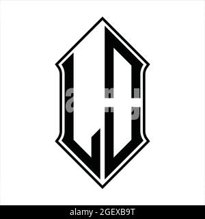 LO Logo Monogramm mit shieldshape und schwarzen Umriss Design Vorlage Vektor-Symbol abstrakt Stock Vektor