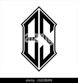 BS Logo Monogramm mit shieldshape und schwarzen Umriss Design Vorlage Vektor-Symbol abstrakt Stock Vektor