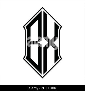 BX Logo Monogramm mit shieldshape und schwarzen Umriss Design Vorlage Vektor-Symbol abstrakt Stock Vektor