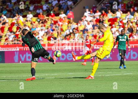 Monaco, Monte-Carlo - 21. August 2021: AS Monaco - RC Lens Football Match, Französisch / Frankreich Ligue 1 mit im Stade Louis II. (Foto von Mandoga Media/Sipa USA)
