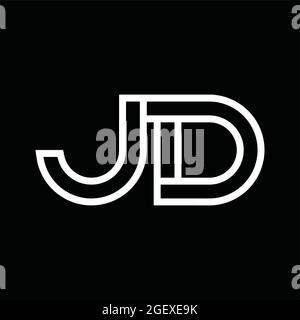 JD-Logo-Monogramm mit linienartigen negativen Leerzeichen auf schwarzem Grund Stock Vektor