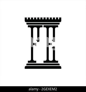 FE-Logo-Monogramm mit linienartigen negativen Leerzeichen auf Schwarzgrund Stock Vektor