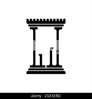 LJ Logo-Monogramm mit linienartigen negativen Leerzeichen auf schwarzem Grund Stock Vektor