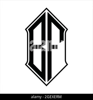 BF Logo Monogramm mit shieldshape und schwarzen Umriss Design Vorlage Vektor-Symbol abstrakt Stock Vektor