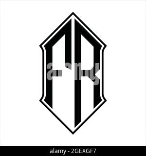 FR Logo Monogramm mit shieldshape und schwarze Umriss Design Vorlage Vektor Symbol abstrakt Stock Vektor