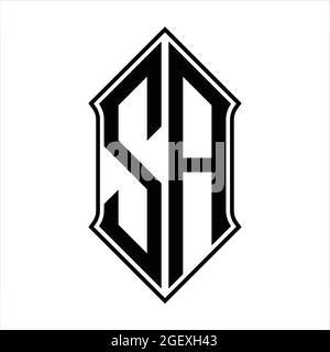 SA Logo Monogramm mit shieldshape und schwarzen Umriss Design Vorlage Vektor Symbol abstrakt Stock Vektor